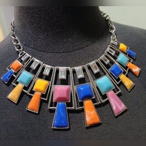 Multicolor Geometric Statement Necklace Choker